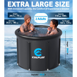 Colplay XL Large Portable Ice Bath Tub for Athletes Adults 35.5" x 29.5", 116 gal Cold Plunge Tub Outdoor